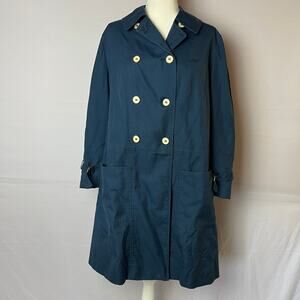 Vintage Navy Raincoat Women 18 Misty Harbor Belted Double Breasted USA Made